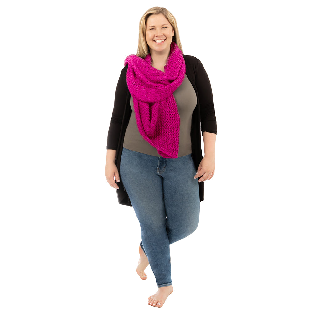 Hot Pink Chunky Knit Scarf