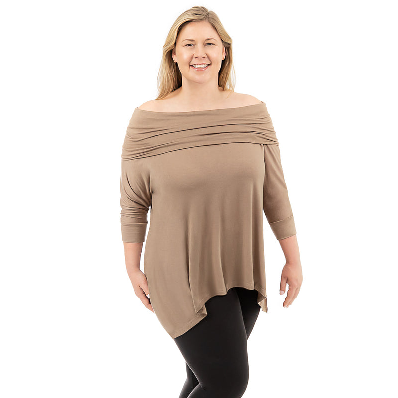 Taupe Plus Cowl Neck Tunic