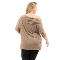 Taupe Plus Cowl Neck Tunic Back
