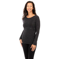 Black Long Sleeve Sparkle Crewneck Top