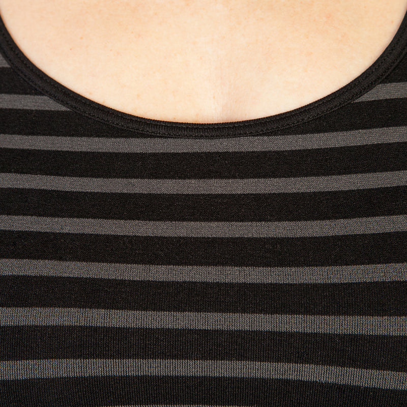 Charcoal Contrasting Stripe Tank Top Zoom