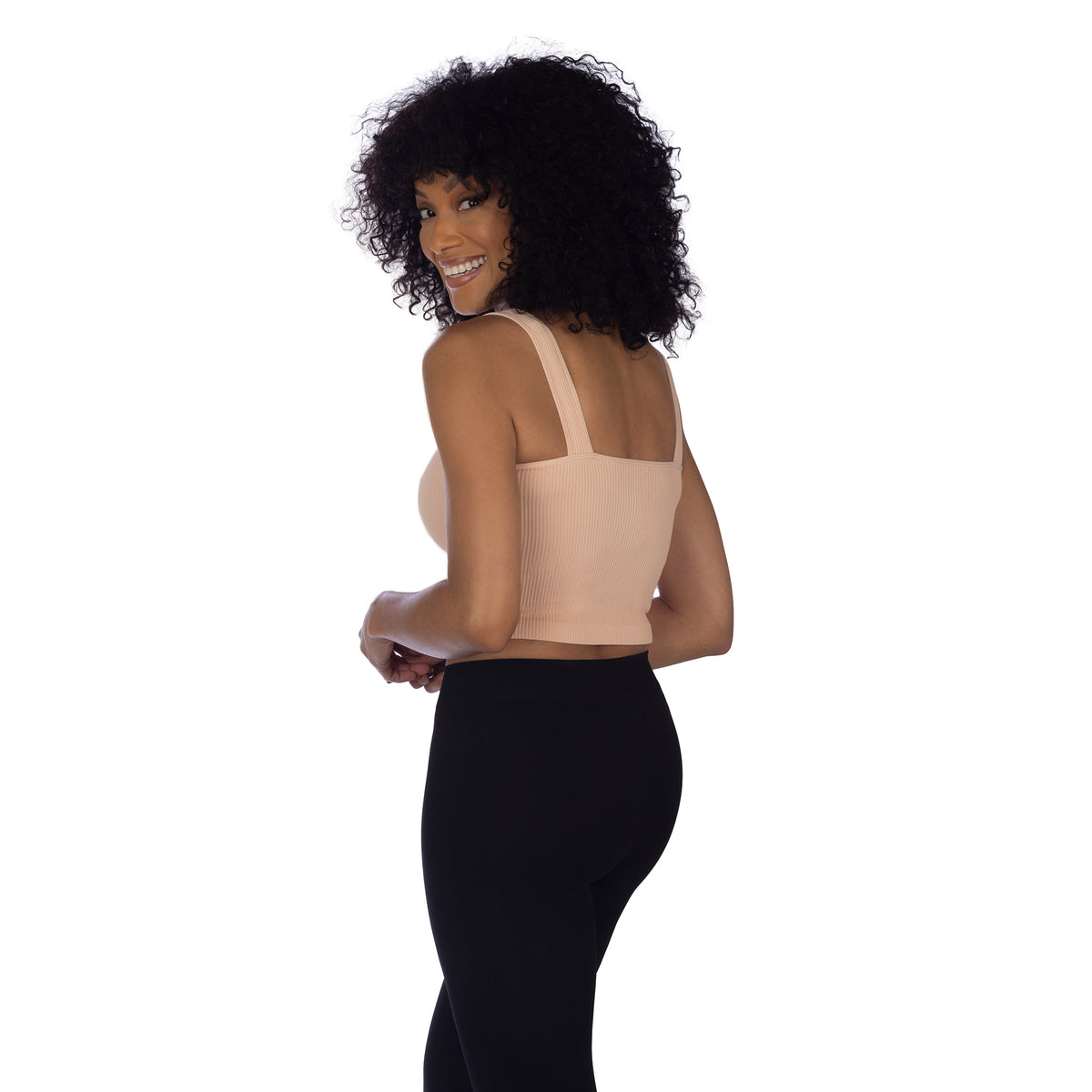 Blossom Soft Ribbed V Neck Crop Top Back