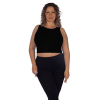 Black Plus Jewel Neck Ribbed Crop Top