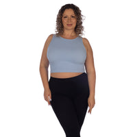 Baby BluePlus Jewel Neck Ribbed Crop Top