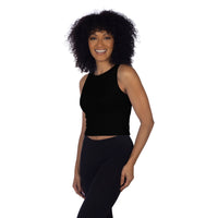 Black Jewel Neck Ribbed Crop Top