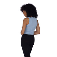 Baby Blue Jewel Neck Ribbed Crop Top Back