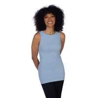 Baby Blue Jewel Neck Ribbed Tank Top