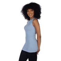 Baby Blue Jewel Neck Ribbed Tank Top Side