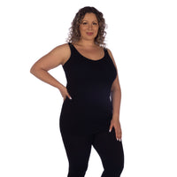 Black Plus Soft Ribbed V Neck Tank Top