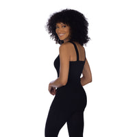 Black Soft Ribbed V Neck Tank Top Back