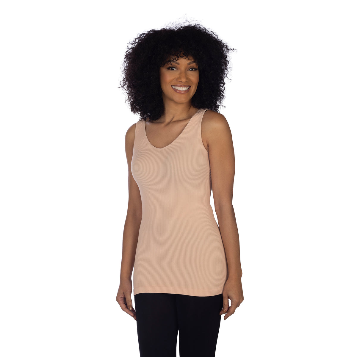 Blossom Soft Ribbed V Neck Tank Top Front