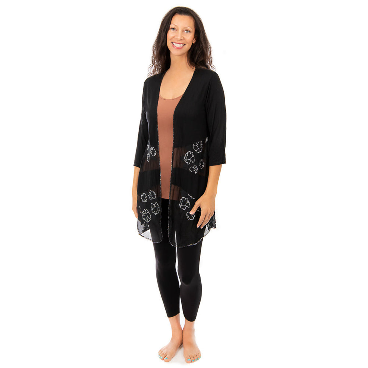 Black floral burnout Cardigan
