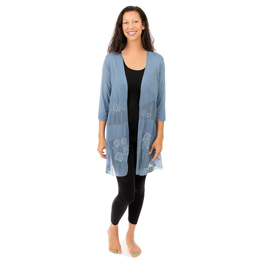 Denim Burnout Cardi