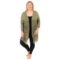 moss plus floral  burnout cardigan