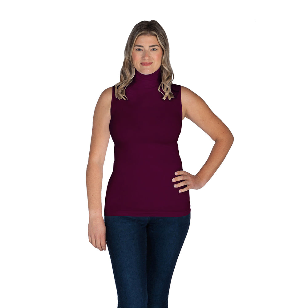 Cranberry Sleeveless Turtleneck