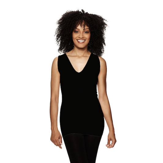 Black Reversible V Neck Tank Top
