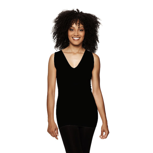 Black Reversible V Neck Tank Top