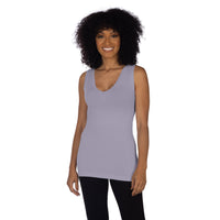 Purple Heather Lace Trim V Neck Tank Top