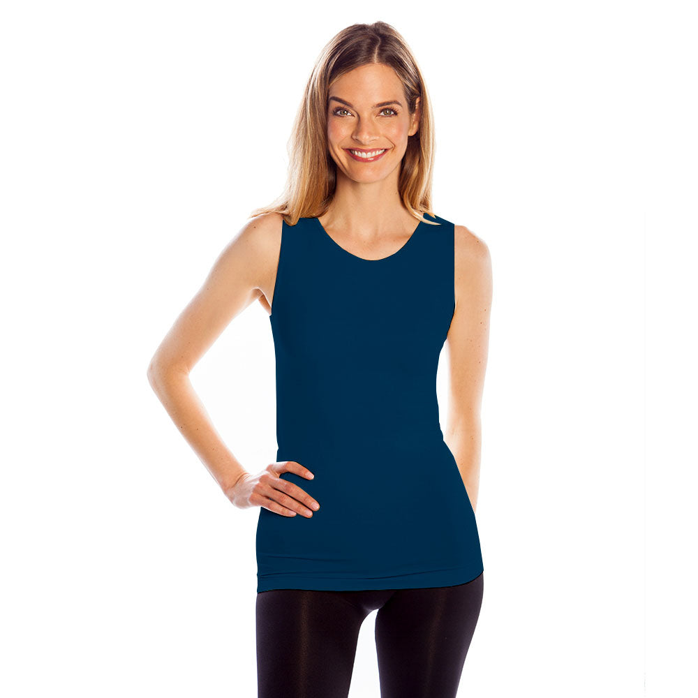 Deep Blue Mid Neck Tank Top