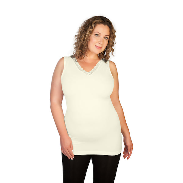 Ivory Plus Lace V-Neck Tank Top
