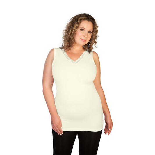 Ivory Plus Lace V-Neck Tank Top