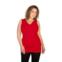 Red Plus Lace V-Neck Tank Top