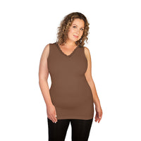 Taupe Plus Lace V-Neck Tank Top