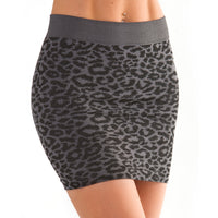 Leopard Charcoal Animal Print Skirt