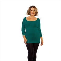 Plus 3/4 Sleeve Scoop Neck Top