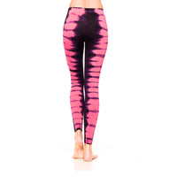 Neon pink tie dye leggings back view