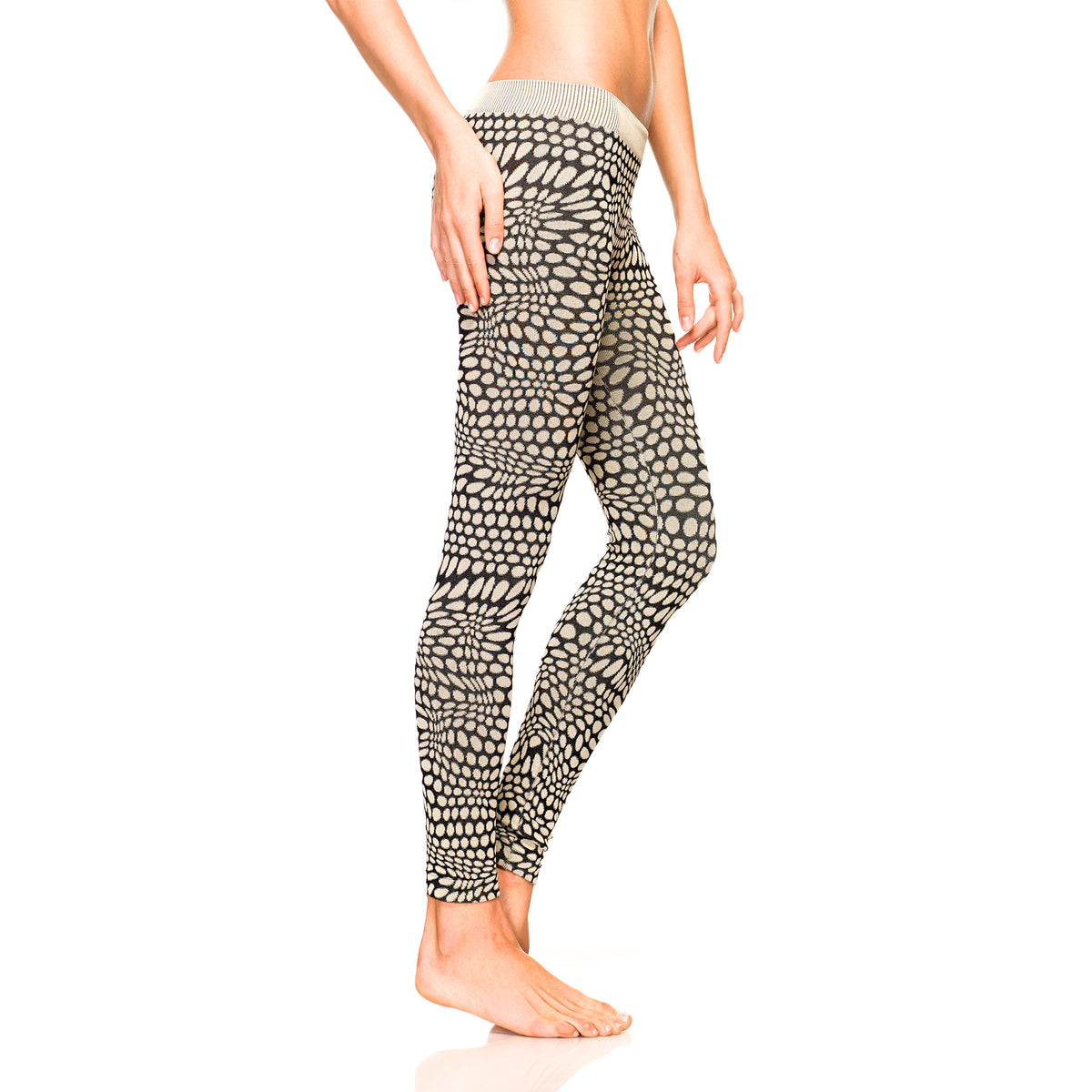 stone and black pebble print leggings