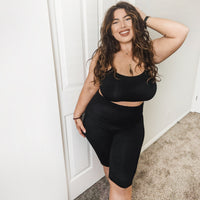 Black Biker Short XL Girl Wearing Bralette
