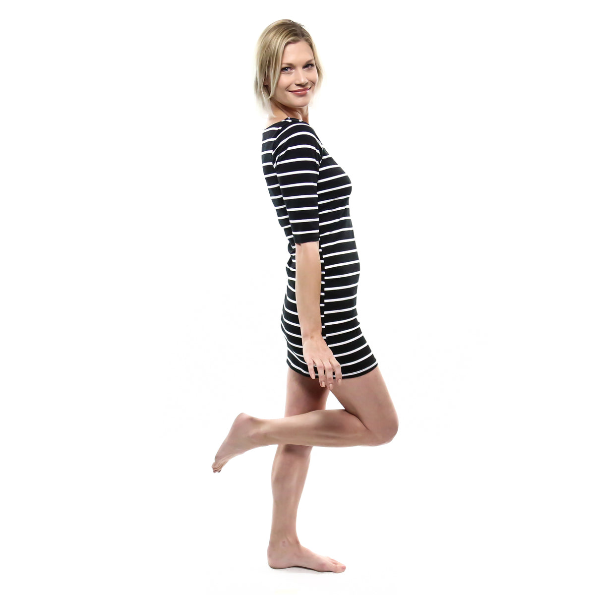 Black Thick Stripe Dress Side View