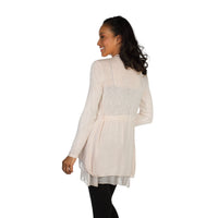 Pink Knit And Silk Cardigan Back View