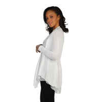 White Knit And Silk Cardigan Side View